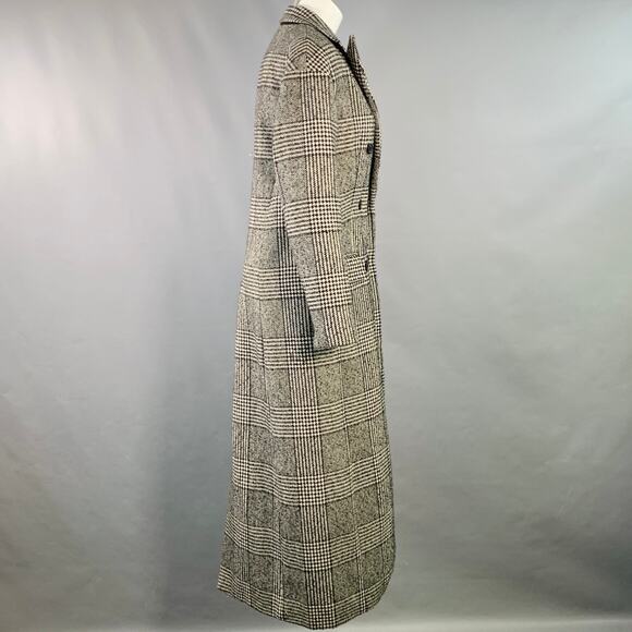 MICHAEL by MICHAEL KORS Size S Black White Wool Blend Plaid Double Breasted Coat - Picture 3 of 12